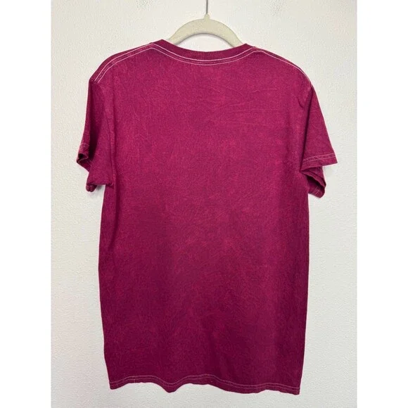 Nirvana Small Smiley Face T-Shirt Red Mineral Wash Cotton Short Sleeve Band NWOT - Picture 6 of 7